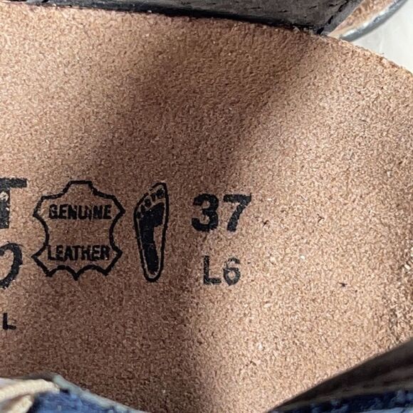 Naot Fiona Navy Ankle Strap Wedge Sandals Sz 37/6 - Picture 6 of 7